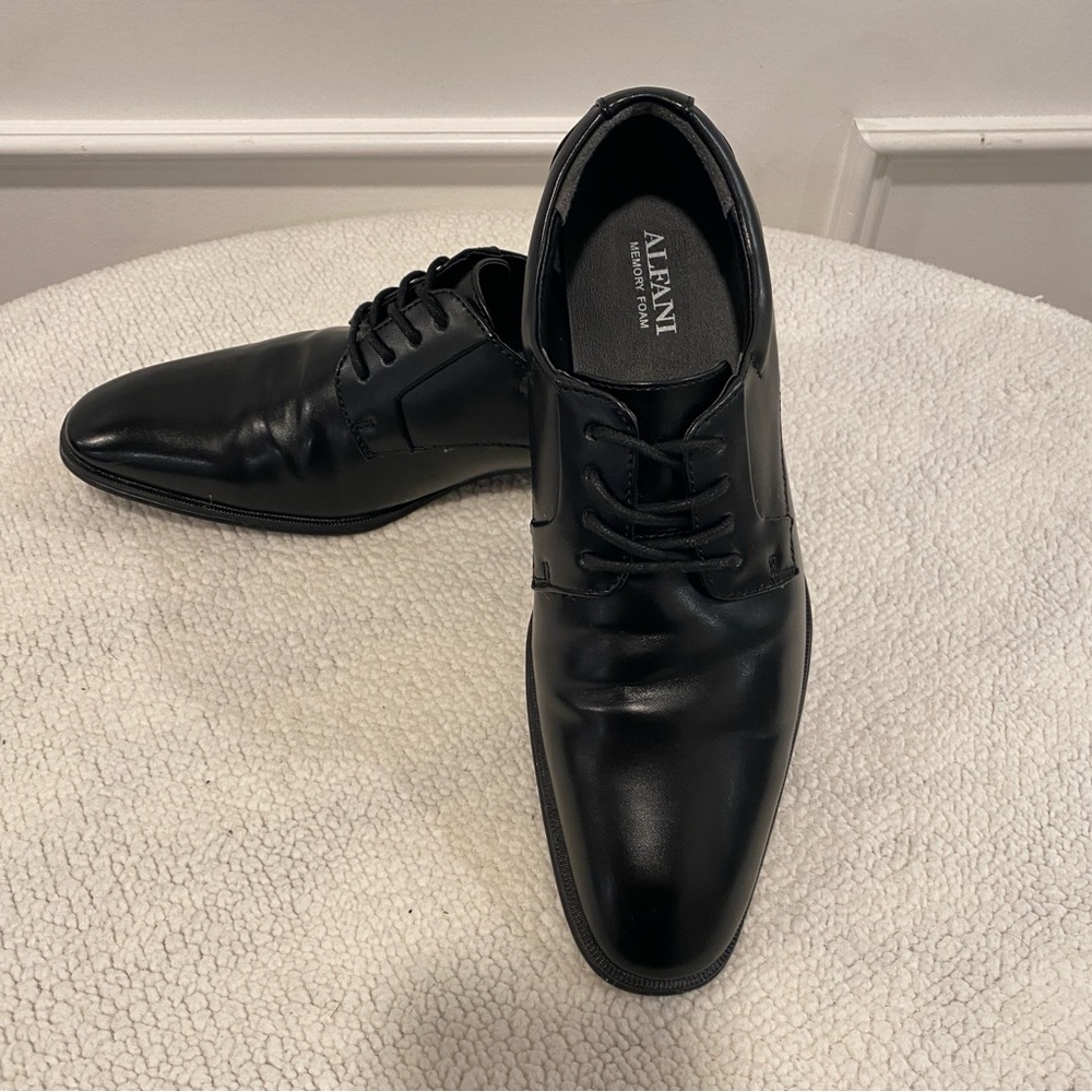 Alfani Andrew Black Leather Dress Oxfords Men's 8.5 Medium Lace-Up Formal EUC‎